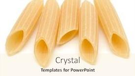  Presentation with penne pasta - Colorful presentation theme enhanced with italian-pasta-isolated-over-white backdrop and a blonde colored foreground