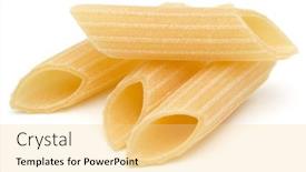  Presentation with penne pasta - Slide set consisting of italian-pasta-isolated-over-white background and a blonde colored foreground