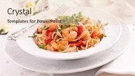  Presentation with spaghetti - PPT layouts featuring italian pasta menu - spaghetti diablo with king prawns background and a lemonade colored foreground