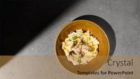  Presentation with pasta sauce - Theme featuring italian-pasta-pappardelle-with-chicken background and a gold colored foreground