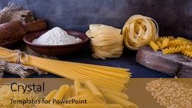  Presentation with penne pasta - PPT theme enhanced with italian pasta spaghetti fettuccine penne background and a gold colored foreground