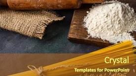 Presentation with spaghetti - PPT theme enhanced with italian pasta spaghetti wheat rolling background and a tawny brown colored foreground
