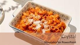  Presentation with pasta sauce - PPT theme with italian-pasta-with-arrabiata-sauce background and a coral colored foreground