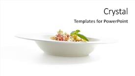  Presentation with macaroni cheese - Presentation consisting of italian penne pasta with bacon background and a white colored foreground