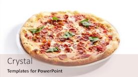  Presentation with mozzarella cheese - Presentation theme enhanced with italian-pepperoni-pizza-with-salami background and a coral colored foreground