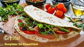  Presentation with italian - Presentation design enhanced with italian-piada-wraps-piadina-filled background and a tawny brown colored foreground