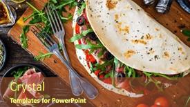  Presentation with italian - PPT layouts featuring italian-piada-wraps-piadina-filled background and a tawny brown colored foreground