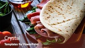  Presentation with italian - Beautiful slide deck featuring italian-piada-wraps-piadina-stuffed backdrop and a tawny brown colored foreground