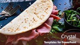  Presentation with italian - Amazing slide set having italian-piada-wraps-piadina-stuffed backdrop and a tawny brown colored foreground