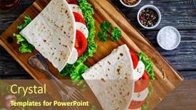  Presentation with italian - Slide deck featuring italian-piada-wraps-piadina-stuffed background and a tawny brown colored foreground