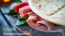  Presentation with italian - Amazing PPT theme having italian-piada-wraps-piadina-stuffed backdrop and a ocean colored foreground