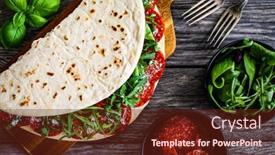  Presentation with italian - Cool new PPT theme with italian-piada-wraps-piadina-stuffed backdrop and a tawny brown colored foreground