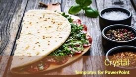  Presentation with italian - Beautiful slide set featuring italian-piada-wraps-piadina-stuffed backdrop and a tawny brown colored foreground