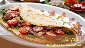 Presentation with italian - PPT layouts having italian-piada-wraps-piadina-stuffed background and a red colored foreground