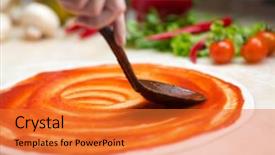  Presentation with italian - Presentation design consisting of italian pizza making background and a red colored foreground