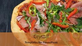  Presentation with italian - Slide deck featuring italian-pizza-on-plate background and a gold colored foreground