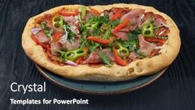  Presentation with italian - PPT theme featuring italian-pizza-on-plate background and a wine colored foreground