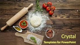  Presentation with italian - Presentation design consisting of red business process - italian pizza preparation background and a tawny brown colored foreground