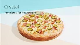  Presentation with italian american - PPT theme with italian-pizza-with-bacon-pickled background and a arctic colored foreground
