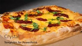  Presentation with cheese - PPT theme having italian-pizza-with-cheese background and a gold colored foreground