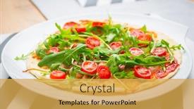  Presentation with rocket - Colorful PPT theme enhanced with italian-pizza-with-rocket-salad backdrop and a yellow colored foreground