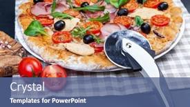  Presentation with italian - Beautiful slide deck featuring italian prosciutto and rucola pizza backdrop and a ocean colored foreground