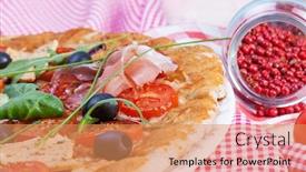  Presentation with italian - PPT theme enhanced with italian prosciutto and rucola pizza background and a coral colored foreground
