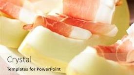  Presentation with italian food - Cool new presentation theme with italian prosciutto melons slices of traditional ham with melons tasty appetizer food background close up backdrop and a blonde colored foreground