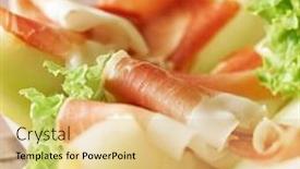  Presentation with italian food - Cool new presentation theme with italian prosciutto with melons slices of traditional ham with melons tasty appetizer food background close up backdrop and a yellow colored foreground