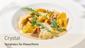  Presentation with meat beef - Slide deck consisting of italian-ravioli-with-meat background and a lemonade colored foreground