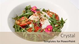  Presentation with italian - PPT theme with italian-salad-with-burrata-tomatoes and a coral colored foreground