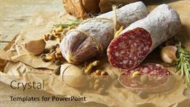  Presentation with salt - Slides consisting of nuts on paper rustic style background and a yellow colored foreground