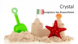  Presentation with italian - Presentation theme having italian sandcastle with red toys background and a white colored foreground