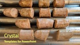  Presentation with italian - Theme having italian sausage on grilled machine background and a tawny brown colored foreground