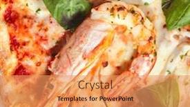  Presentation with italian food about pizza - Beautiful theme featuring italian-seafood-pizza-with-squid backdrop and a coral colored foreground