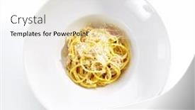  Presentation with white cheese - Slide set consisting of italian-spaghetti-alla-carbonara background and a white colored foreground