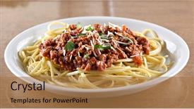  Presentation with dinner - Beautiful PPT layouts featuring italian spaghetti dinner wide aspect backdrop and a coral colored foreground