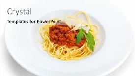  Presentation with white cheese - Theme featuring italian-spaghetti-topped-with-bolognaise background and a cool aqua colored foreground