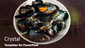  Presentation with italian - Amazing presentation theme having italian-steamed-mussels-cooked backdrop and a wine colored foreground