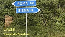  Presentation with teamwork street signs - Amazing slide deck having italian street signs with overgrown backdrop and a  colored foreground