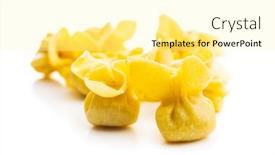  Presentation with pasta - Amazing PPT layouts having italian-stuffed-pasta-sacchettini-pasta backdrop and a blonde colored foreground