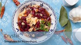  Presentation with macaroni - Slide deck enhanced with italian-style-pasta-fagioli-dish background and a light blue colored foreground