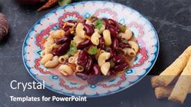  Presentation with italian - Colorful presentation design enhanced with italian-style-pasta-fagioli-dish backdrop and a ocean colored foreground