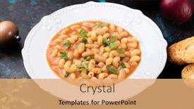  Presentation with macaroni - Slide set with italian-style-pasta-fagioli-dish background and a coral colored foreground