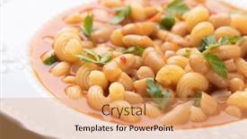  Presentation with macaroni - Beautiful presentation theme featuring italian-style-pasta-fagioli-dish backdrop and a coral colored foreground