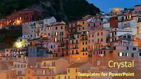  Presentation with buildings - Cool new presentation with italian style resident buildings over cliff in manarola in cinque terre at night italy backdrop and a tawny brown colored foreground