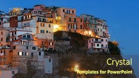  Presentation with cliff - Beautiful slides featuring italian-style-resident-buildings-over backdrop and a tawny brown colored foreground