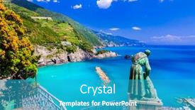  Presentation with holidays - PPT layouts enhanced with italian-summer-holidays-beautiful-monterosso background and a teal colored foreground