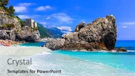  Presentation with summer holiday move - Amazing presentation theme having italian-summer-holidays-monterosso-al backdrop and a light blue colored foreground