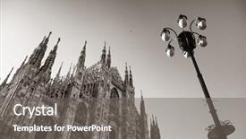  Presentation with square - Slide set with italian the center of milan background and a gray colored foreground